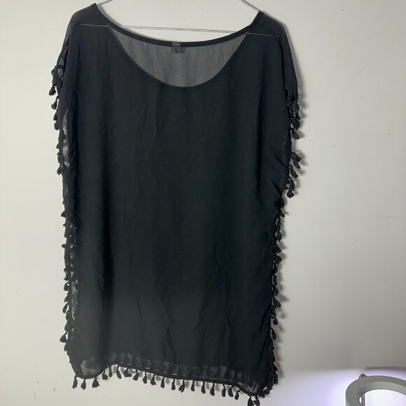 EUC Gokey Womens Black Sheer Swim Cover Shift Shirt S M Small Medium - Picture 4 of 4